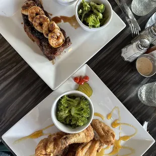 Surf n turf, fried chicken