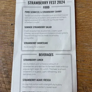 Strawberry Fest Menu - June 15, 2024