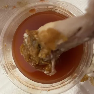 Sweet mildly spicy sauce - this balances the saltiness of the chicken