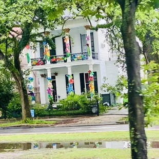 House w/Mardi Gras Decorations