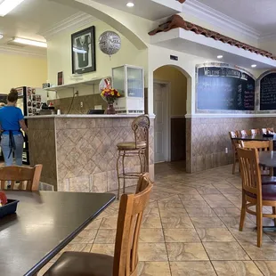 Dinner specials board and dining room