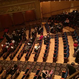 Looking down below at the orchestra. Spacious!