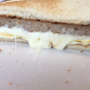 A sausage egg and cheese sandwich from the bakery!