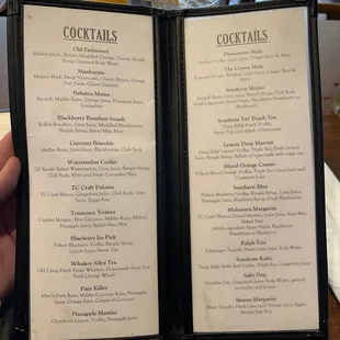 Drink menu