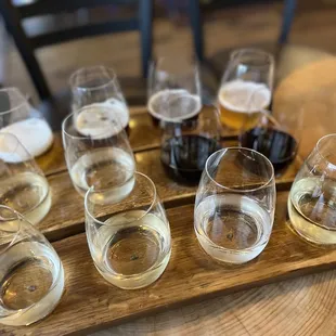 Wine flights and a beer flight in the back