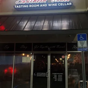 With the lights on, at night.