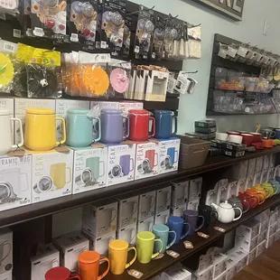 a variety of mugs
