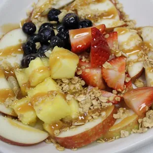 a bowl of fruit and oatmeal