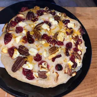 Cranberry pecan orange feta focaccia bread