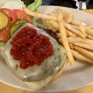Burger and fries.