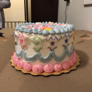 a decorated cake on a table