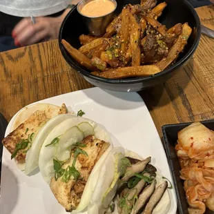 southgate fries and bao buns (tofu and mushroom)