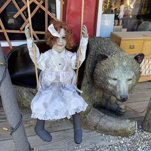 Empty soul girl has a bear friend