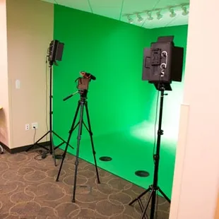 Video equipment and green screen in the Studio at Southglenn Library
