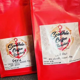 Fresh roasted bagged coffee cold brew and dark roast blend