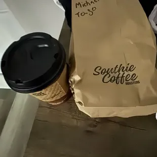 To go cappuccino, breakfast burrito