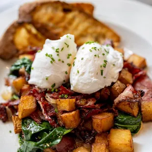 Sunday Brunch Menu: Poached Eggs &amp; Pastrami Hash ($16)