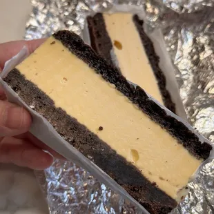 Ice cream sandwich - salted caramel ice cream between chocolate brownie! So good!