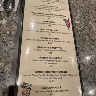 menu