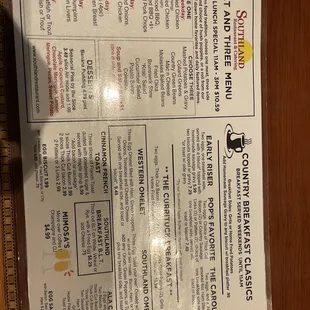 a menu on a wooden table