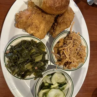 Fried chicken and bbq plate $13.99