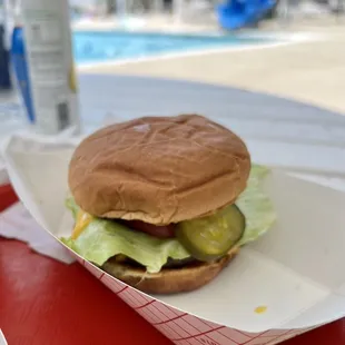 Bacon cheeseburger from the grill