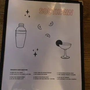 front of menu