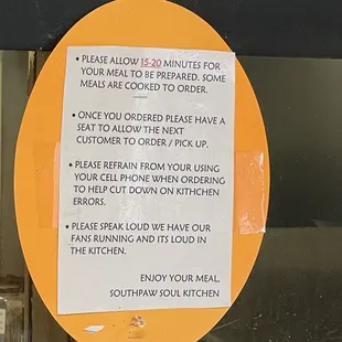 a menu posted on a sign