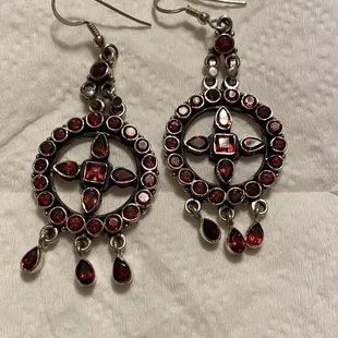Beautiful silver and garnet earrings