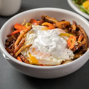 a bowl of food on a table