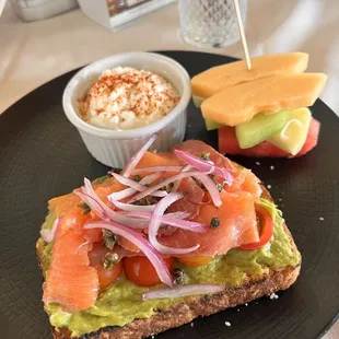 Avocado toast with salmon