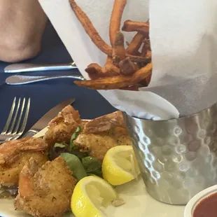 Coconut shrimp/sweet potato fries