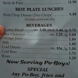 menu
