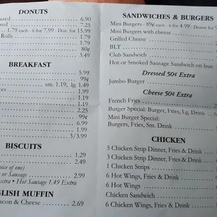 menu