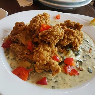 Buffalo Fried Oyster Salad