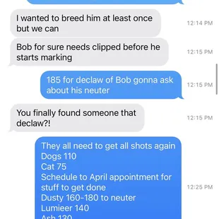 Here is the conversation I was texting my wife a few days before my 1st visit to see these con artists