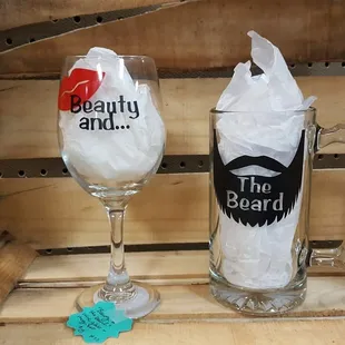 &quot;Beauty and the Beard&quot; Glassware set $15