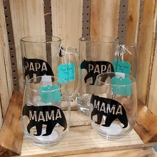 &quot;Mama&quot; Wine Tumblers $5 &quot;Papa&quot; 26 oz Glass Mugs $10