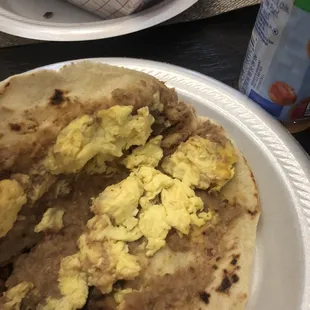 Bean and egg taco