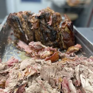pulled pork in a pan