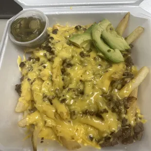 cheese fries with avocado