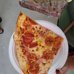 Pepperoni pizza. Brownies