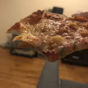 Close up of the lack of cheese, sauce, and pepperoni :(