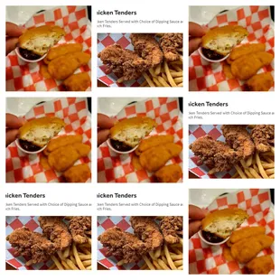 Comparison of Chicken Tenders vs Online Menu picture.