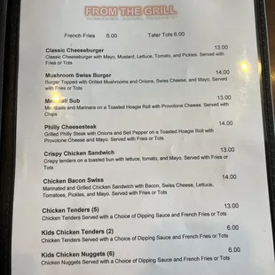 menu