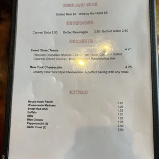 menu