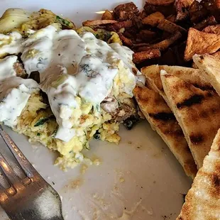 I can&apos;t recall the name, but it was a Greek omelet....if you like the ingredients, you will love it!