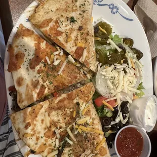 Veggie quesadilla. Small salad as well!