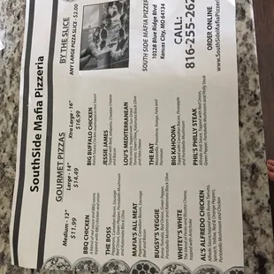Other side of the menu