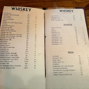 2 of 6 pages of whiskey offerings